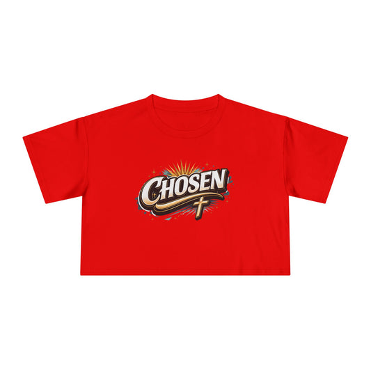 Chosen Graphic Crop Tee — Women's Christian Faith Crop Top