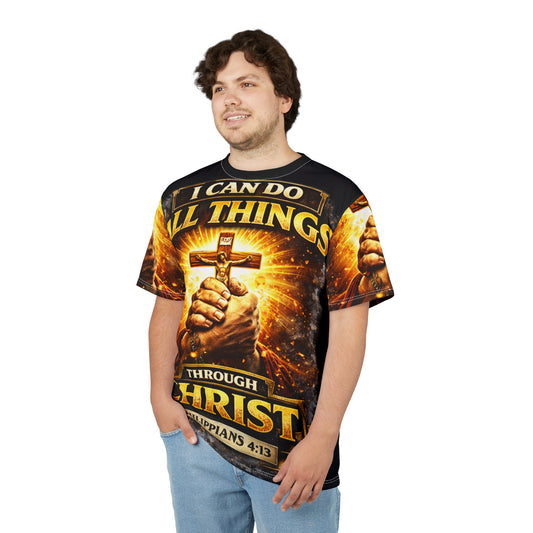 Philippians 4:13 'I Can Do All Things Through Christ' All-Over Print Tee