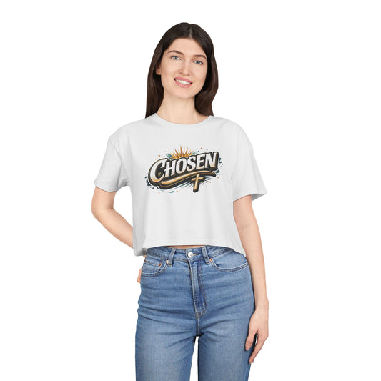 Chosen Graphic Crop Tee — Women's Christian Faith Crop Top