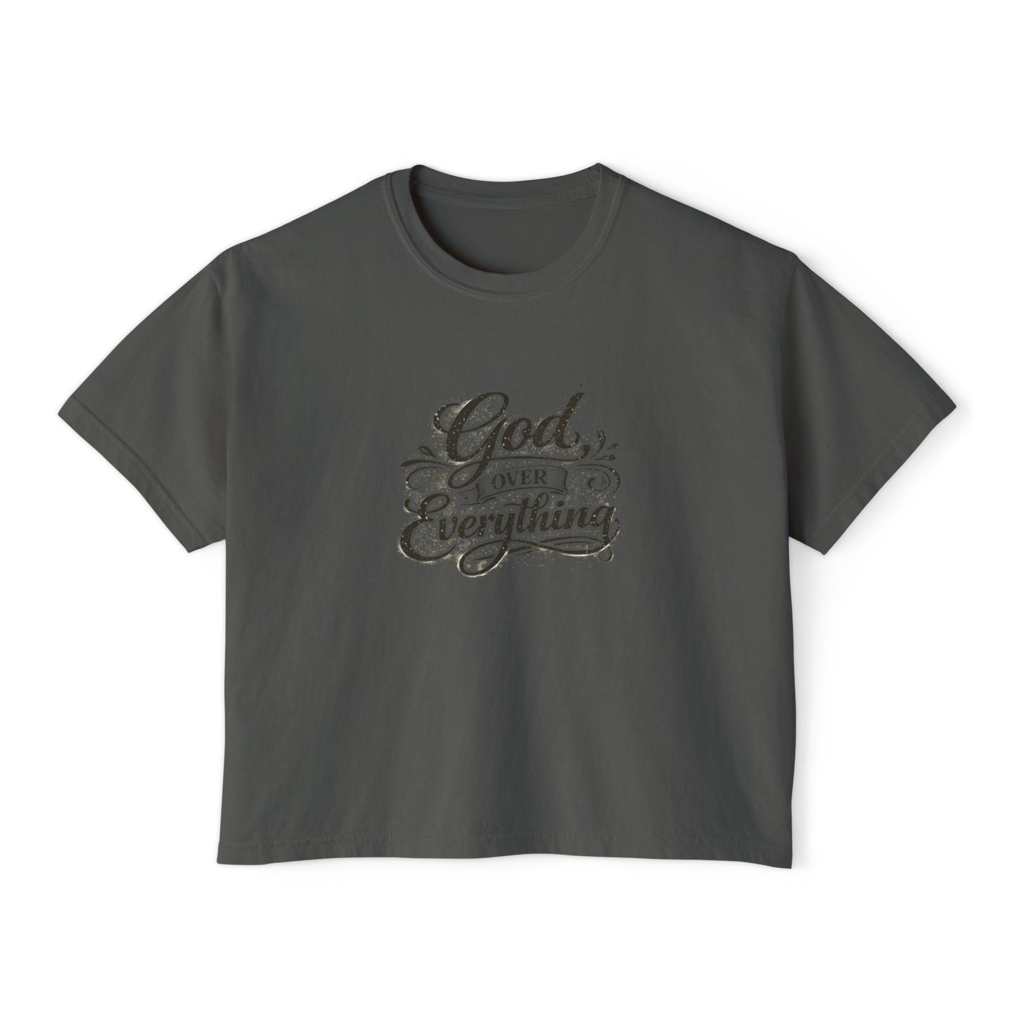 God Over Everything Women's Boxy Tee — Faith-Based Christian Graphic Shirt