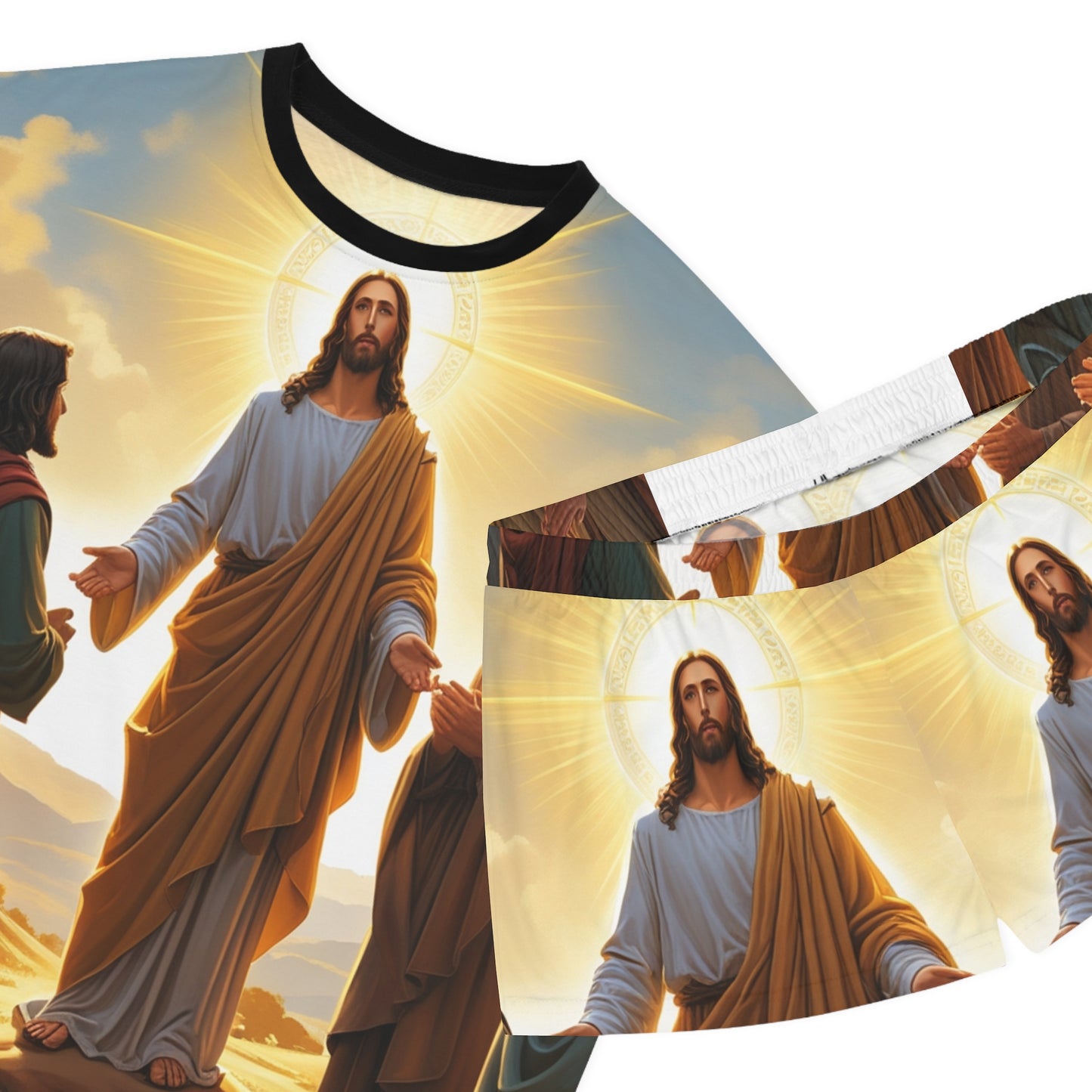 Christian Prayer Pajama Set — Women’s Short Sleepwear with Lion & Prayer Design