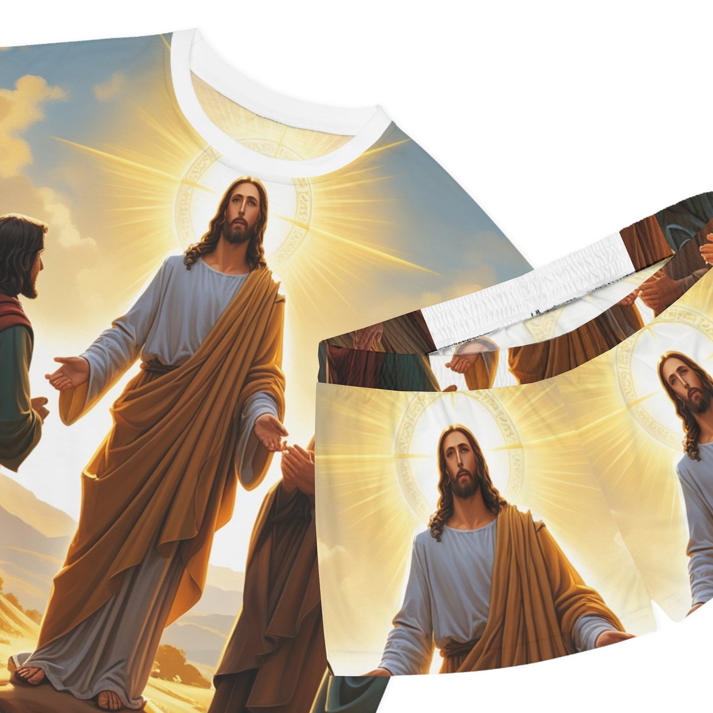 Christian Prayer Pajama Set — Women’s Short Sleepwear with Lion & Prayer Design