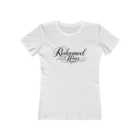 Redeemed Wear Boyfriend Tee — Women's Christian Script Graphic T-Shirt