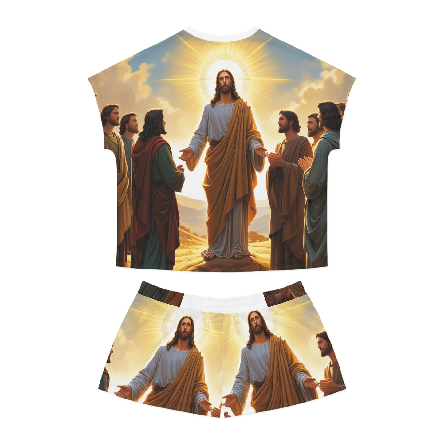 Christian Prayer Pajama Set — Women’s Short Sleepwear with Lion & Prayer Design