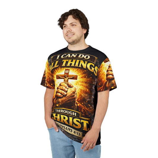 Philippians 4:13 'I Can Do All Things Through Christ' All-Over Print Tee