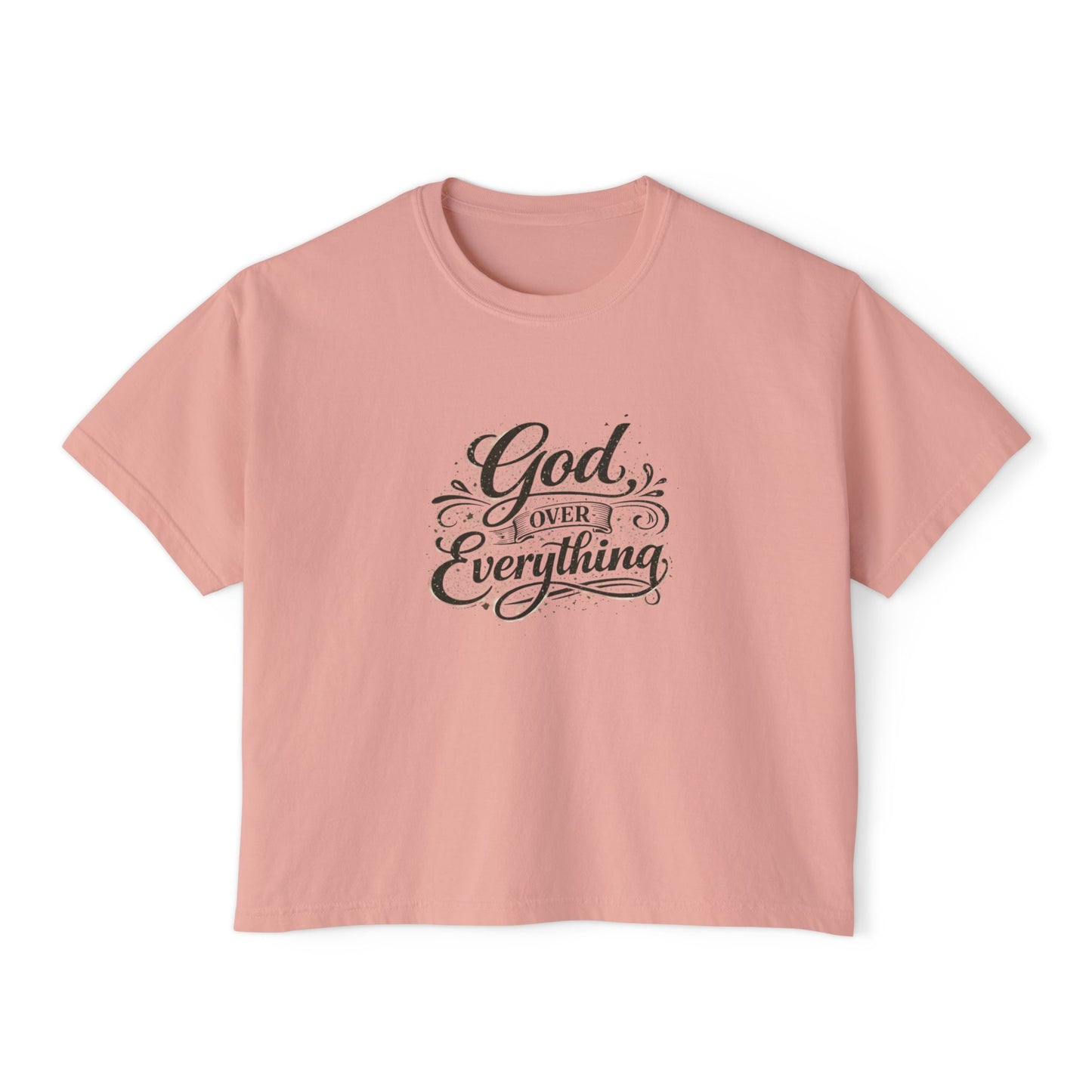 God Over Everything Women's Boxy Tee — Faith-Based Christian Graphic Shirt