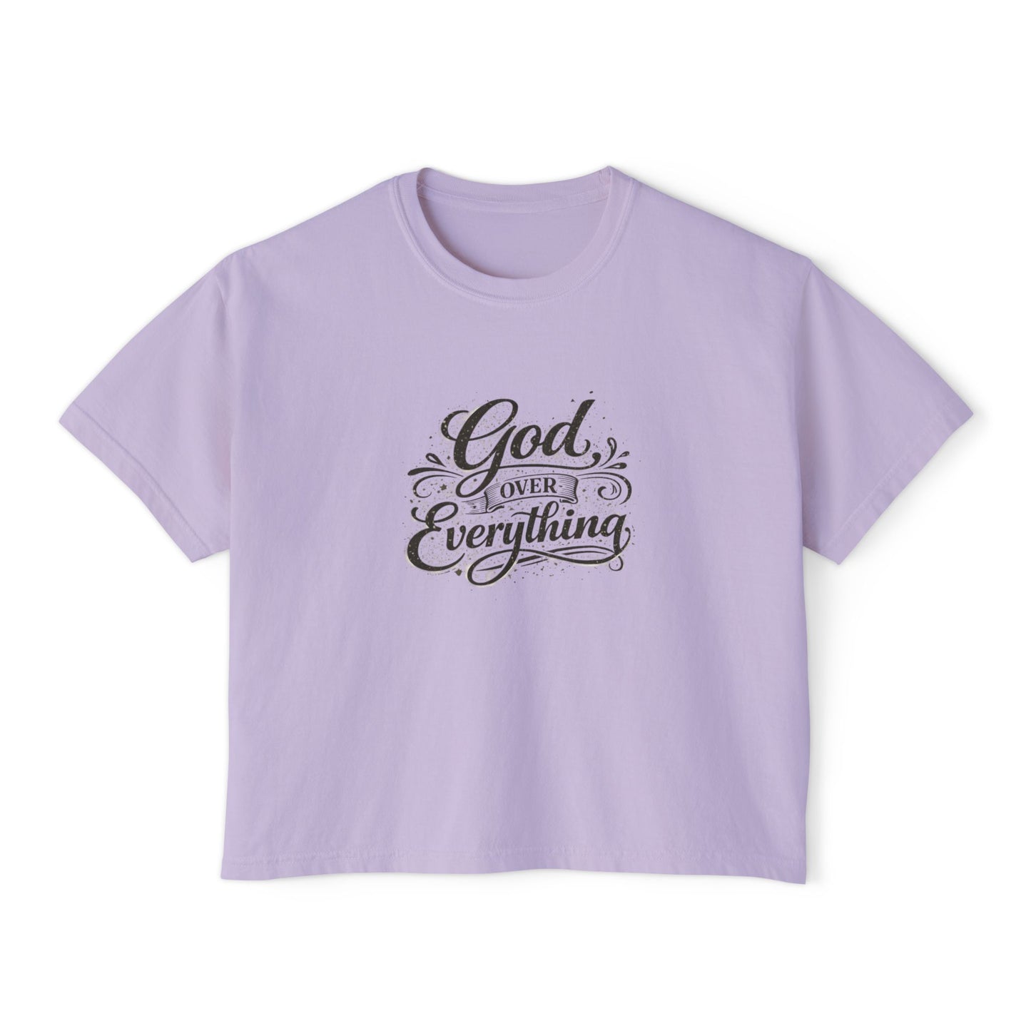 God Over Everything Women's Boxy Tee — Faith-Based Christian Graphic Shirt
